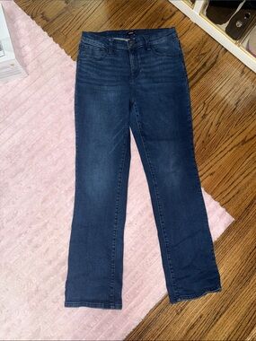 Express Dark Blue Flare Jeans - Deep Indigo Stretch
